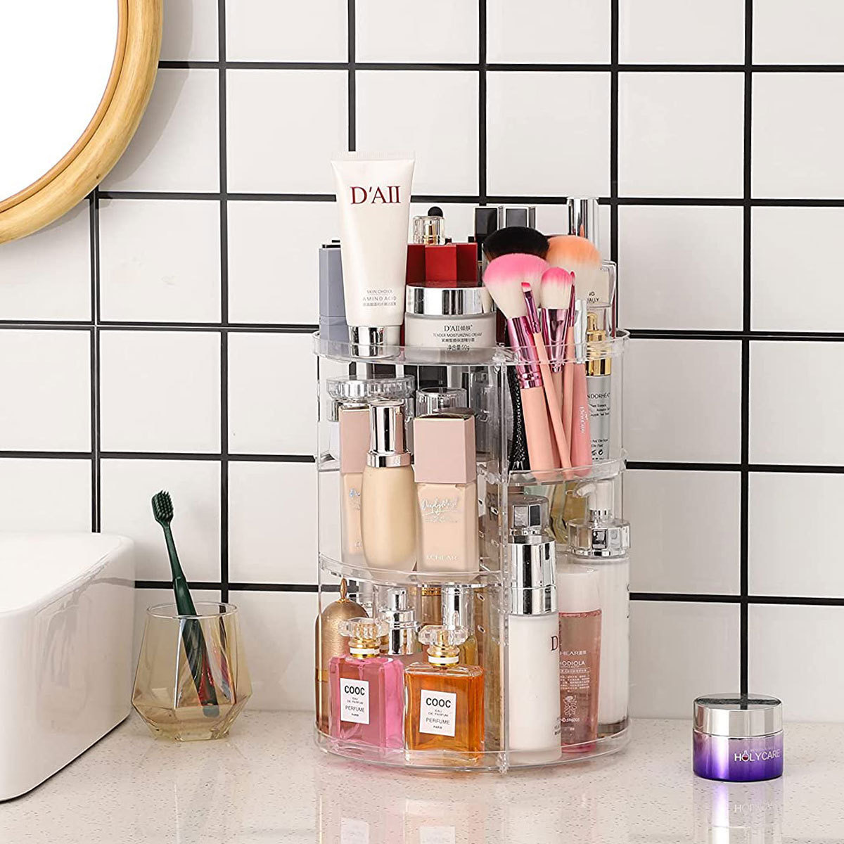 Beauty Makeup Table - Portacosmetici Girevole a 360 Gradi (con