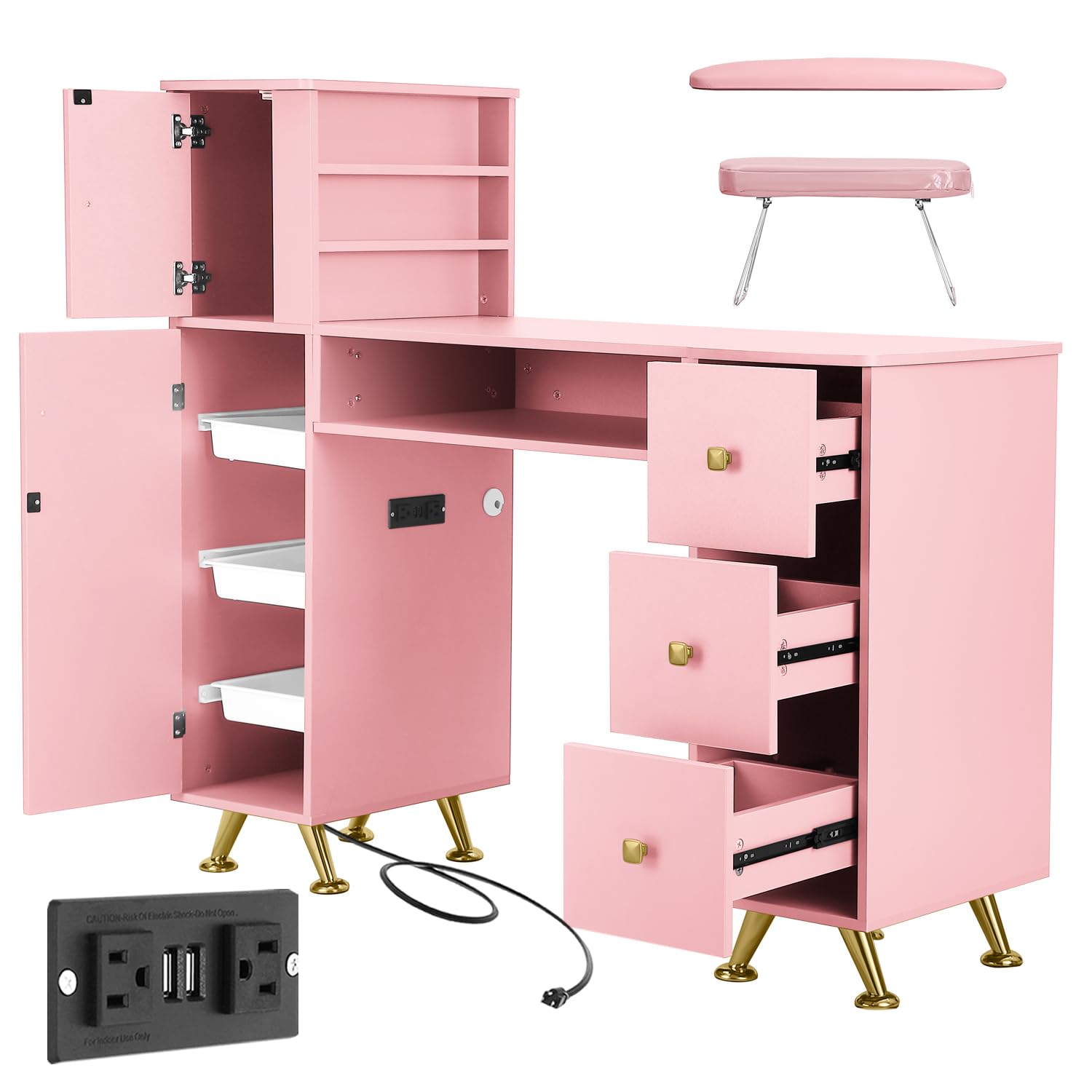 Beauty Makeup Table - Tavolo Rosa per Manicure, Postazione per