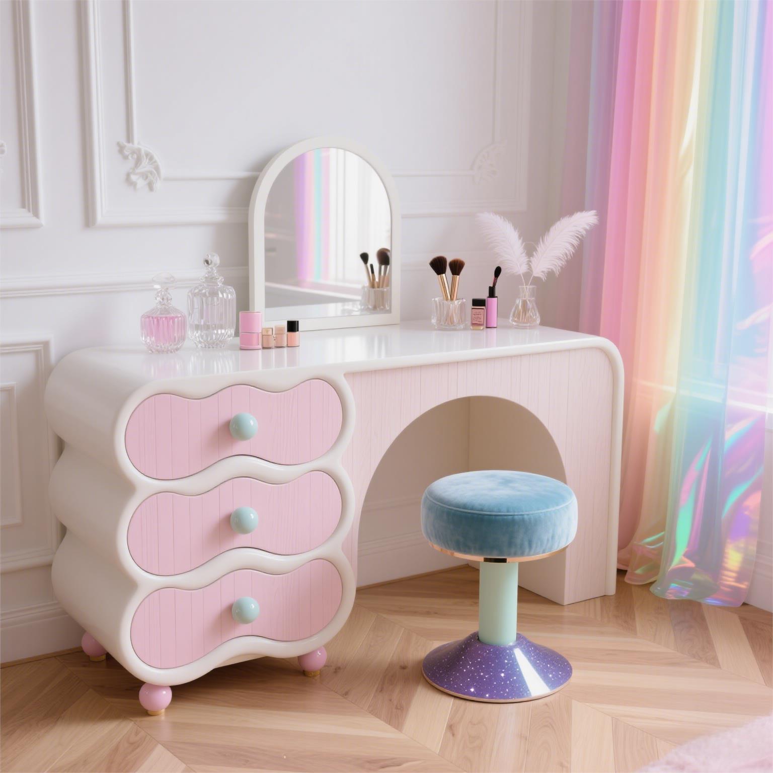 Beauty Makeup Table - Tavolo da toeletta con design rosa