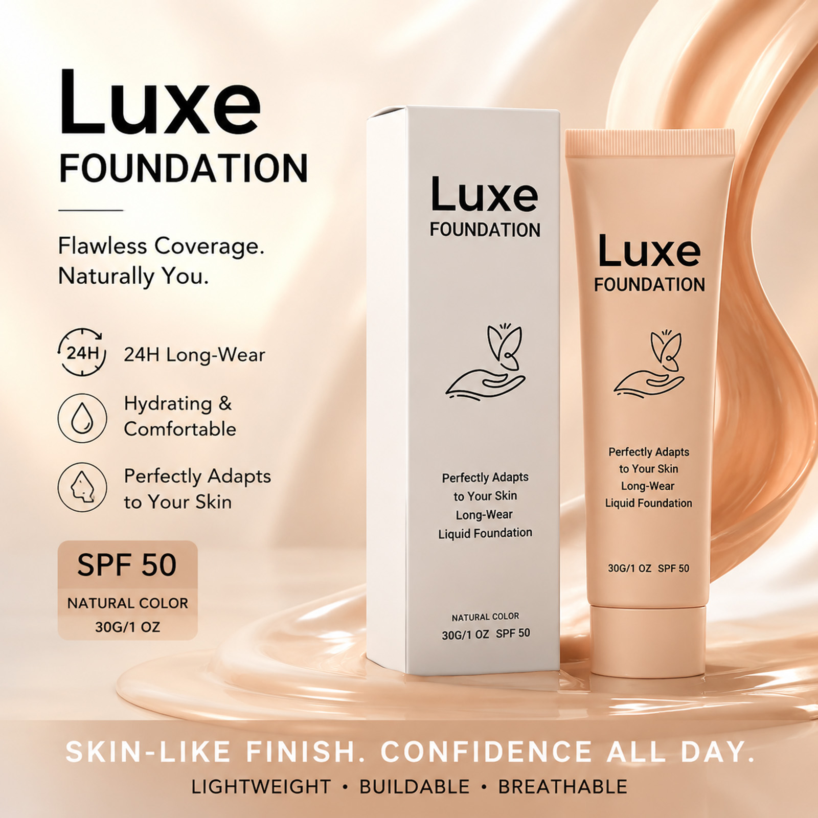 Beauty Makeup Foundation - Fondotinta SPF 50+ che cambia colore,
