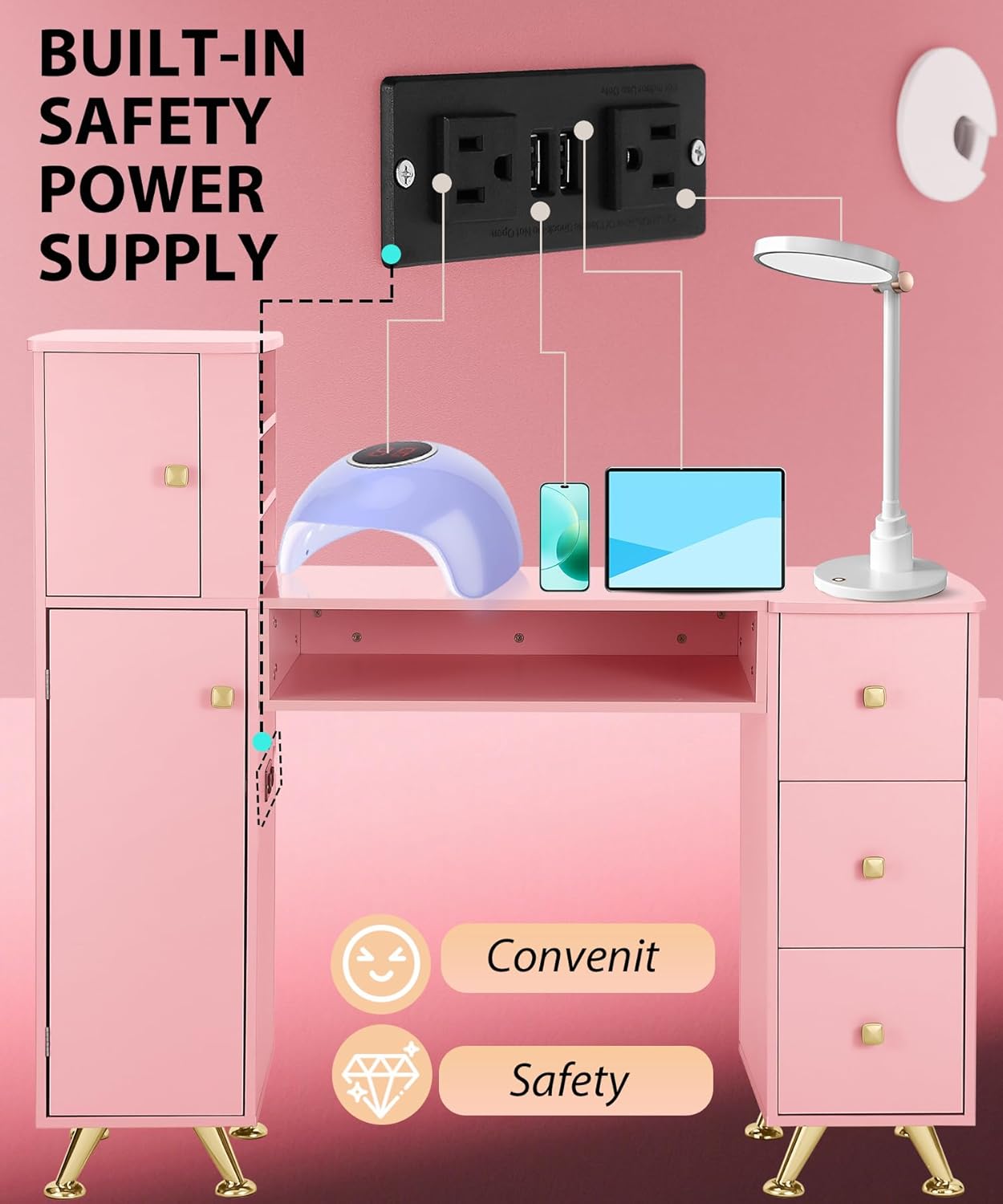 Tavolo Rosa per Manicure, Post - Beauty Makeup Table recensione e prezzo